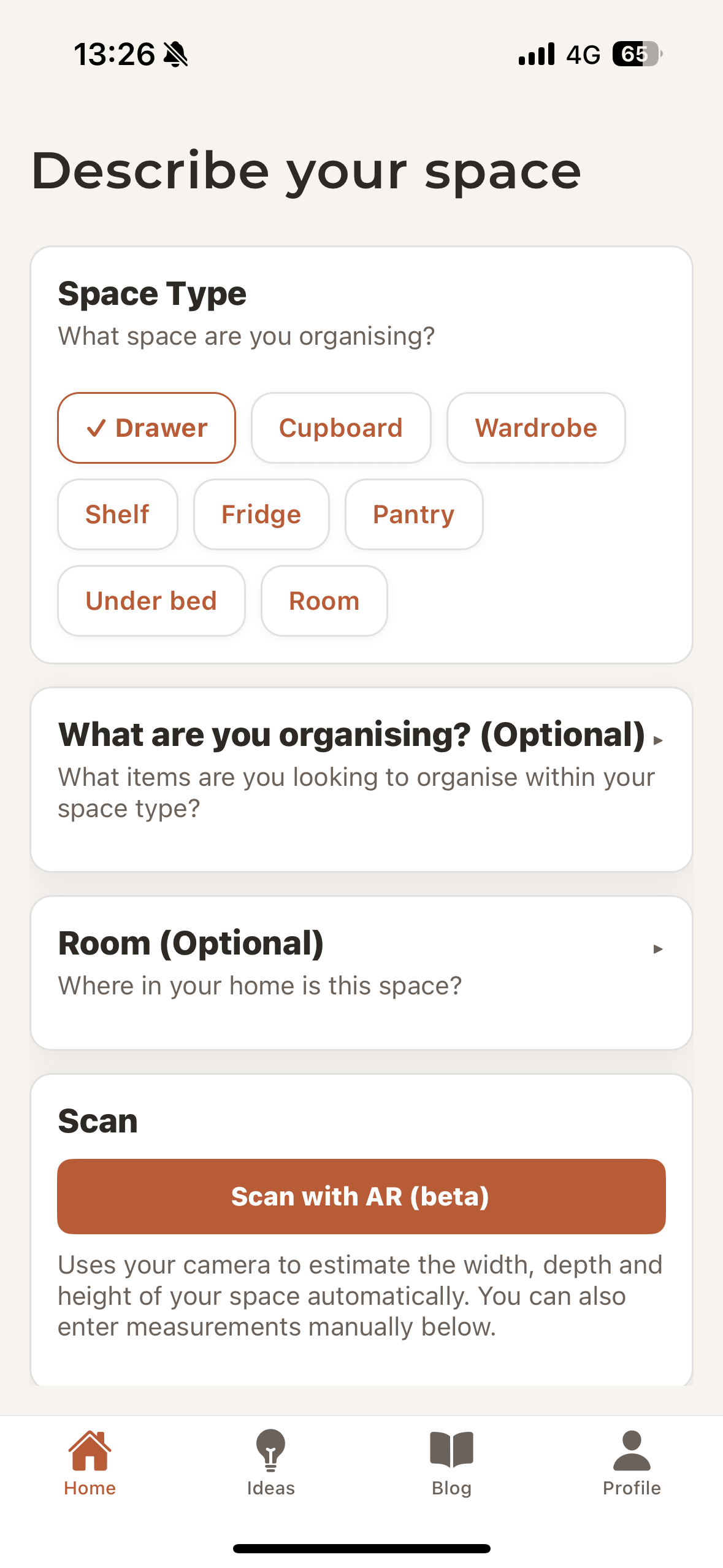 Describe your space screen